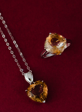 天然帝王托帕石爱心形18K白金