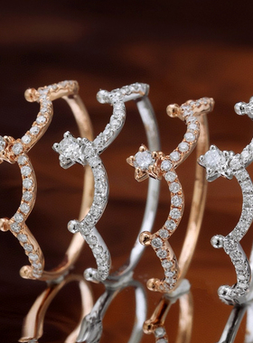 18K白金戒指排戒叠带戒指