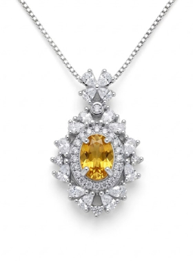 FIICCI菲伊奇 天然黄色蓝宝石925纯银锁骨链项链女友闺蜜生日礼物