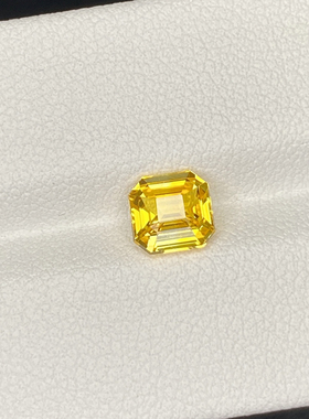 天然金丝雀黄蓝宝石正方形阿斯切