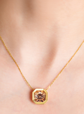 天然帝王托帕石18K黄金锁骨链