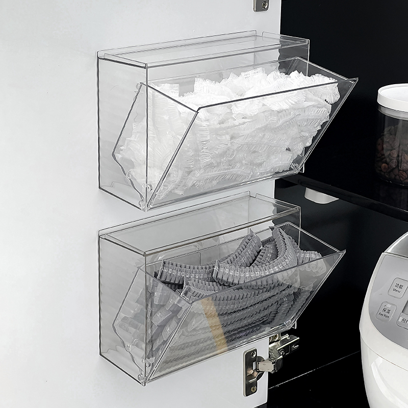 壁挂式一次性鞋套收纳盒玄关口罩置物架免打孔乳胶手套浴帽整理盒 - 图1