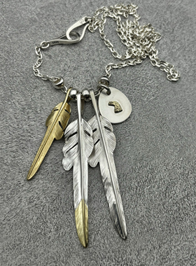 思涵银工坊Larry Smith925纯银风切羽余文乐同款鱼钩项链小众日潮