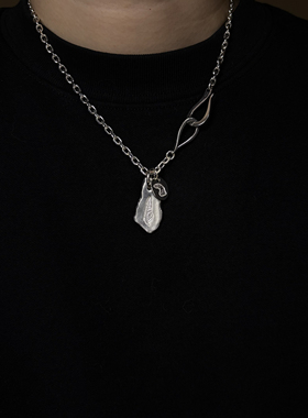 思涵银工坊Larry Smith925纯银水滴银坨鱼钩链余文乐同款日潮项链