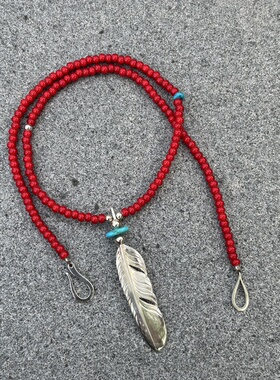 思涵银工坊Larry Smith925纯银雨覆羽琉璃珠小众余文乐男女款项链