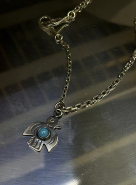 思涵银工坊Larry Smith925纯银松石小雷鸟纳瓦霍风格男女同款项链