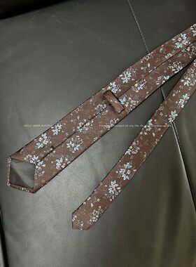 JCCC影子【花影】咖蓝色复古休闲提花领带JE5BX910