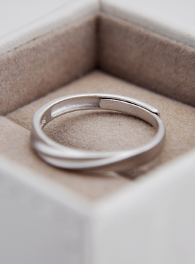 无限缠绵简约纯银情侣戒指磨砂款