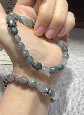 绿色系不规则天然石情侣款手链