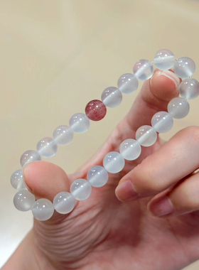 轻文艺小美好-白玛瑙草莓晶手串