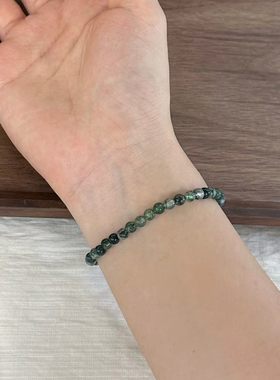 天然水草玛瑙手串女4MM极细手链