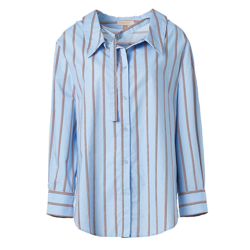 水云间polo领撞色秋季新款长袖衬衣 sedate衬衫