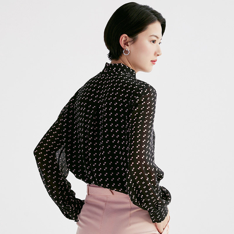 水云间灯笼袖印花女士2020新款衬衫 sedate衬衫