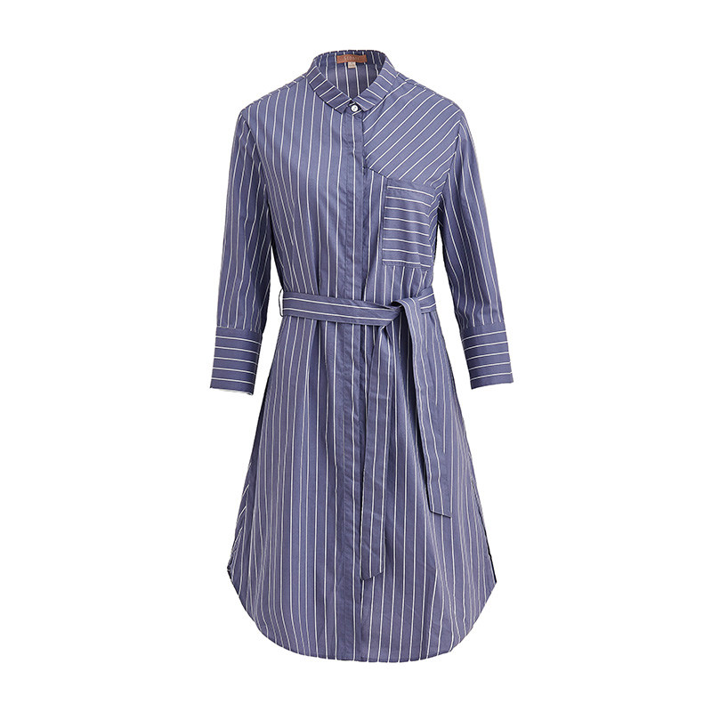 水云间休闲宽松条纹a字连衣裙衬衫 sedate连衣裙