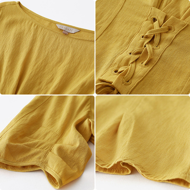 水云间收腰系带纯色2020夏季t恤 sedateT恤