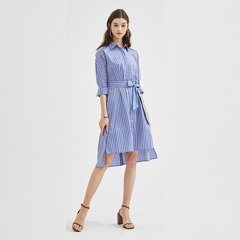 水云间纯棉条纹2020子女衬衫连衣裙 sedate连衣裙