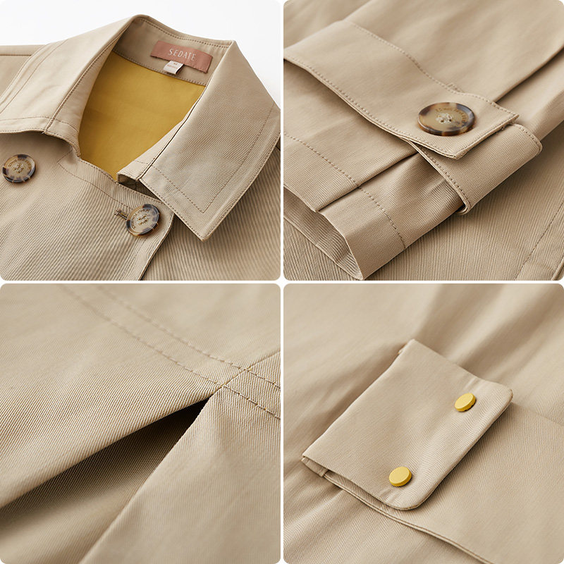 水云间卡其色双排扣中长款2020风衣 sedate风衣