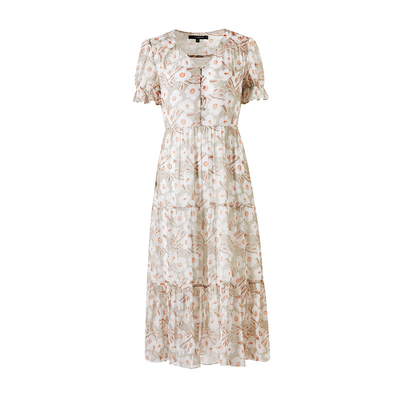 短袖仙女森系荷叶边雪纺裙 sedate连衣裙