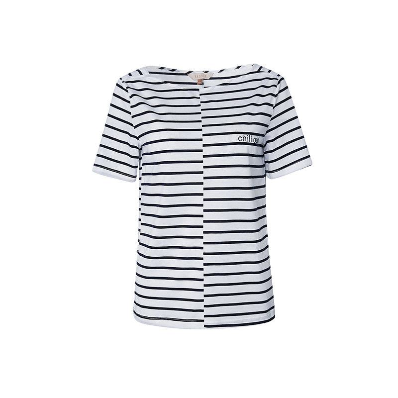 水云间条纹短款t恤女2020拼接ins sedateT恤