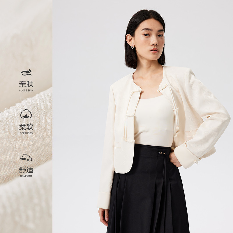 水云间白色短款外套女国风盘扣刺绣新中式长袖上衣休闲2025秋新款,淘宝优惠券,粉丝福利购,淘宝优惠卷