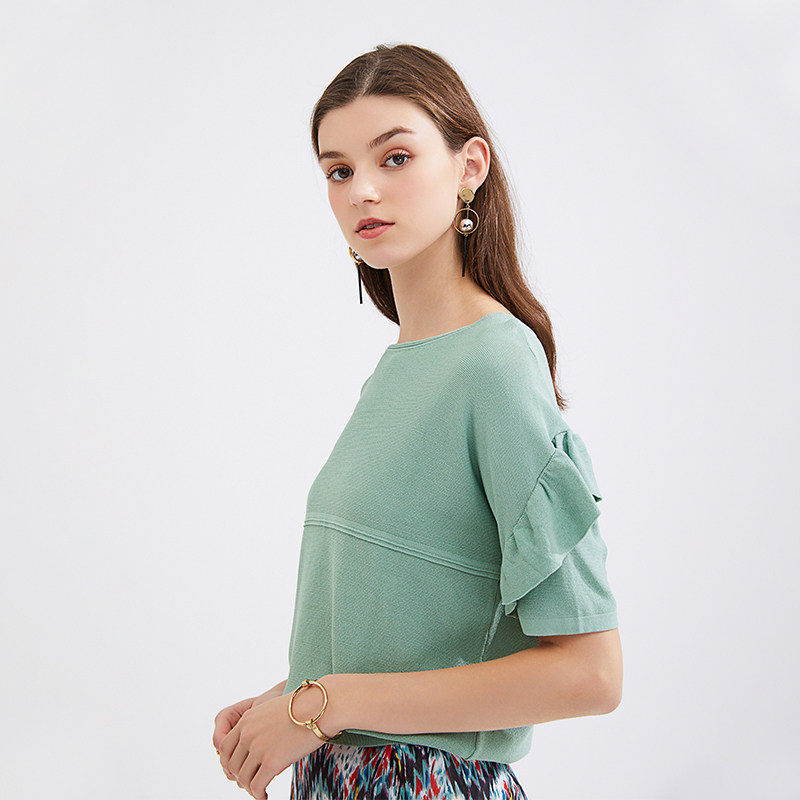 水云间2020春季新款五分袖 sedate毛针织衫