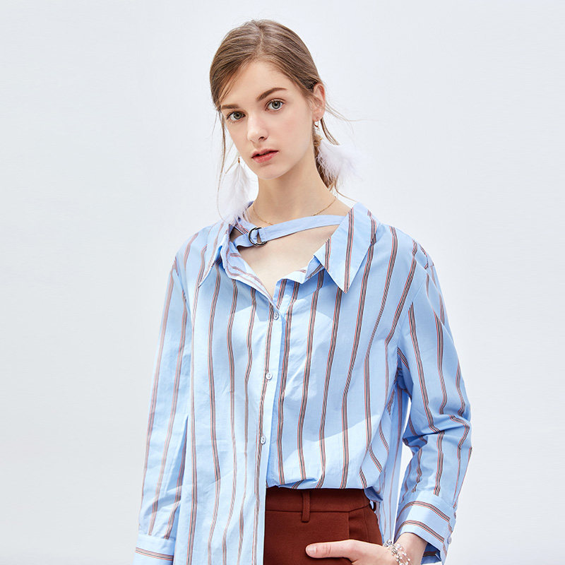 水云间polo领撞色秋季新款长袖衬衣 sedate衬衫