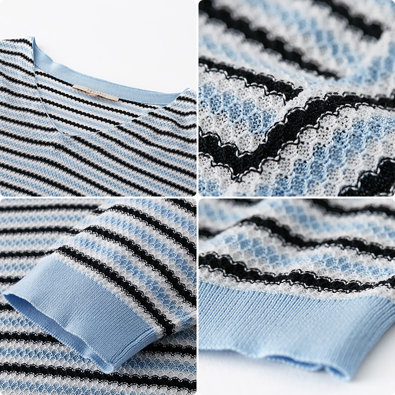 【商场同款】水云间蓝白黑条纹针织衫 sedate毛针织衫