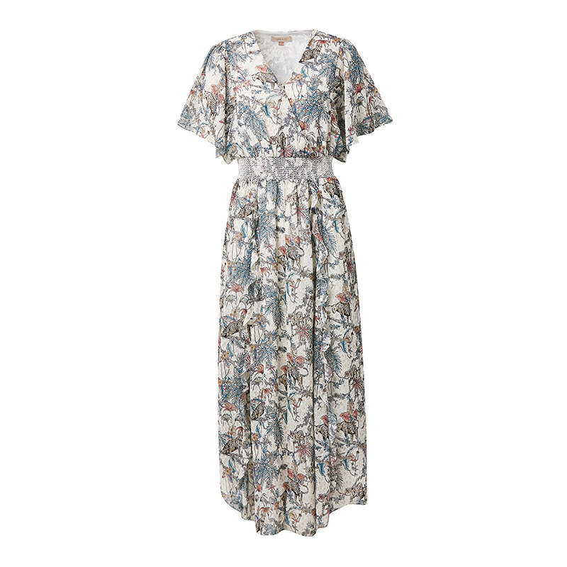 短袖连衣裙高腰显瘦遮肚子碎花裙子 sedate连衣裙