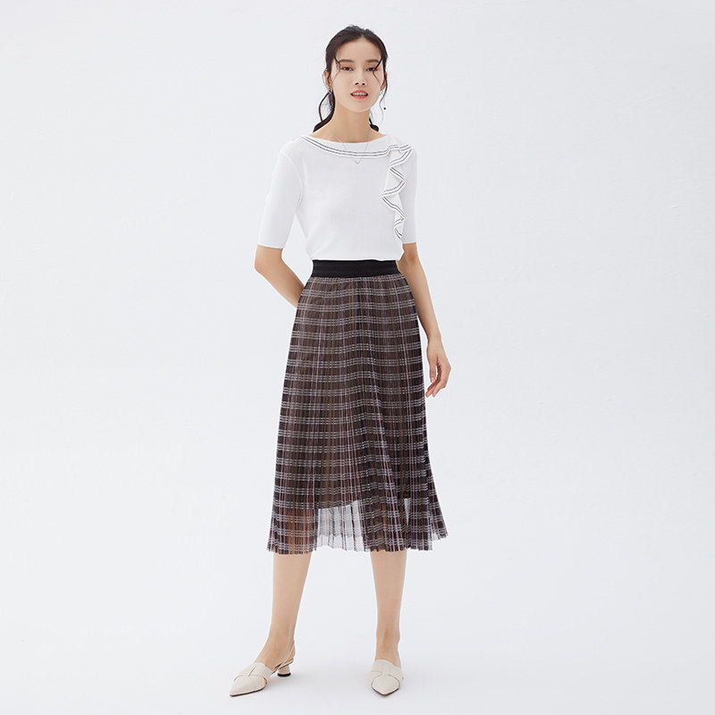 水云间秋季中袖拼接圆领穿搭针织衫 sedate毛针织衫