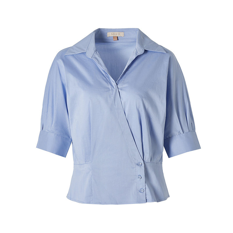 水云间v领2020纯色上衣女装衬衫 sedate衬衫