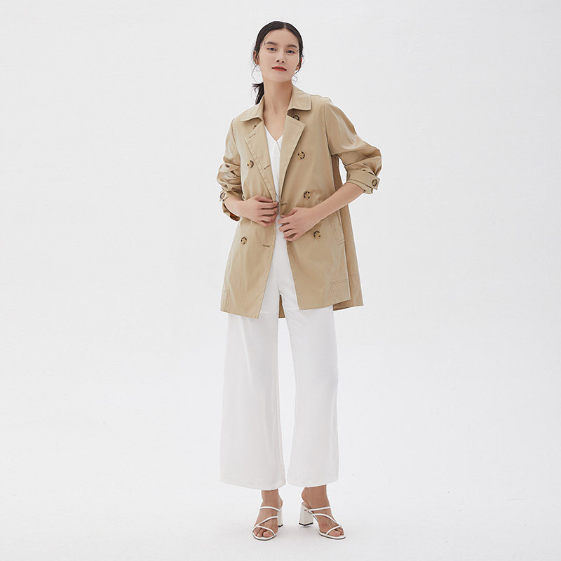 水云间卡其色双排扣中长款2020风衣 sedate风衣