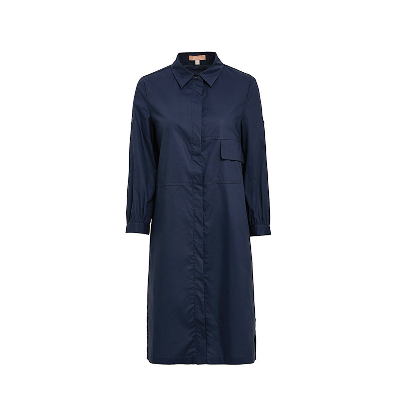 水云间纯棉polo领衬衫风衣女中长款 sedate风衣