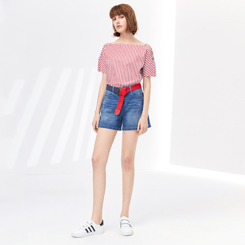 水云间竖条纹t恤衫夏季新款上衣 sedateT恤