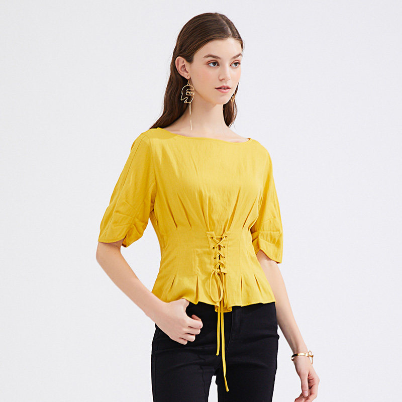 水云间收腰系带纯色2020夏季t恤 sedateT恤