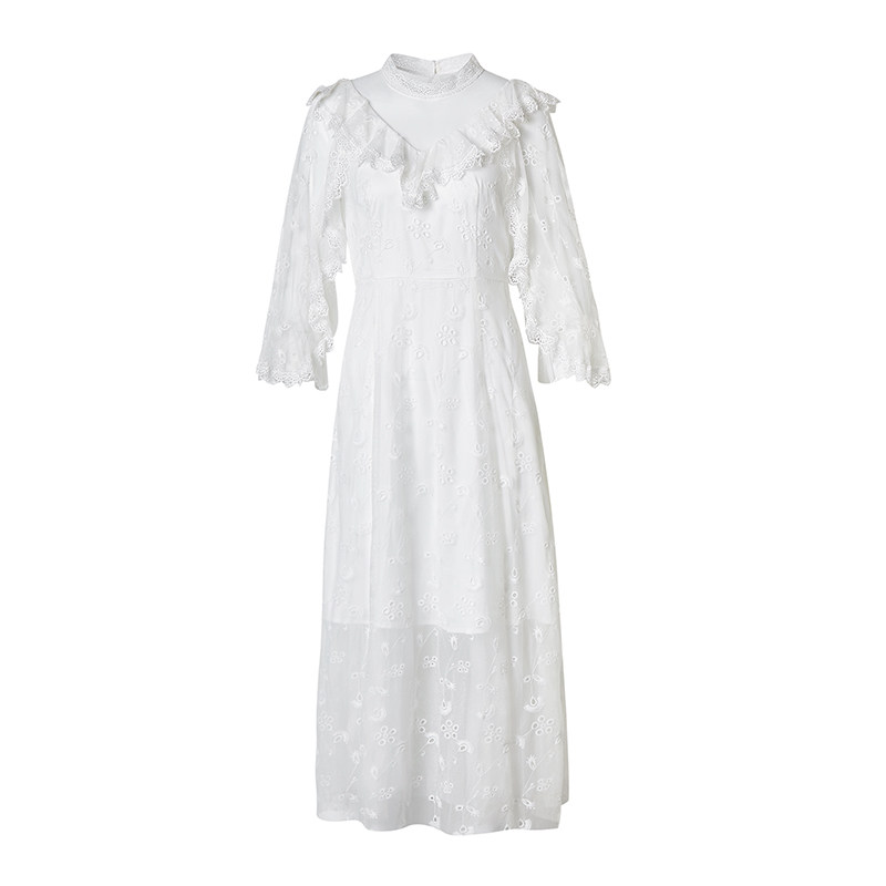 水云间蕾丝网纱新款白色甜美连衣裙 sedate连衣裙