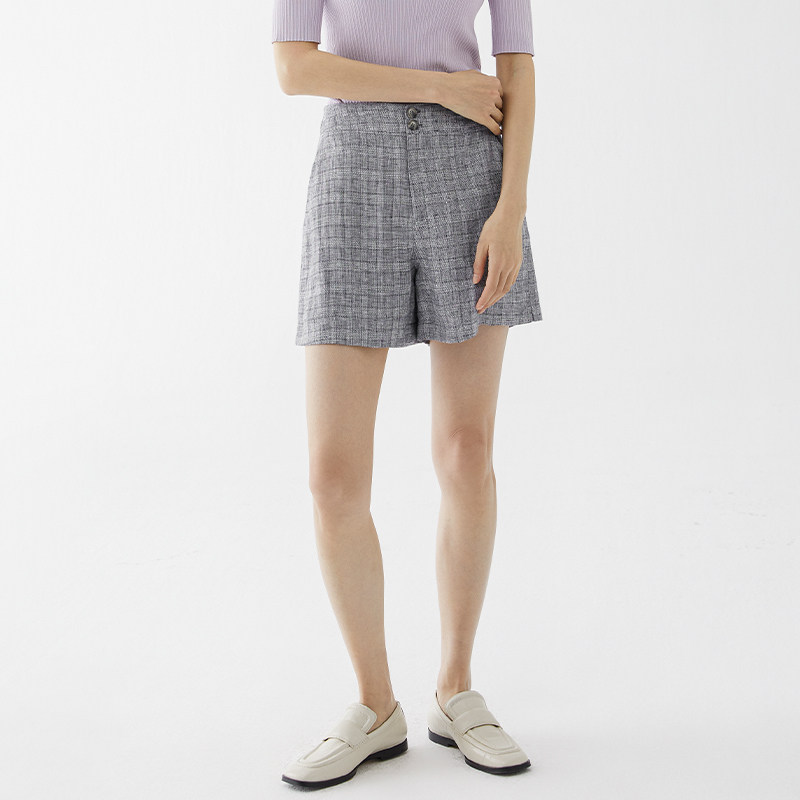 水云间格纹2022新款夏季高腰休闲裤 sedate休闲裤