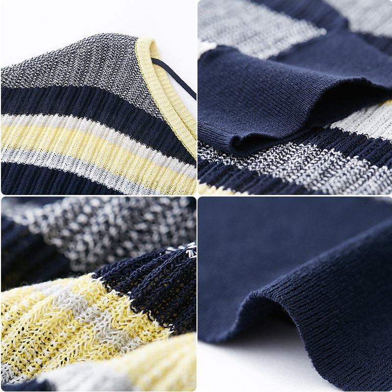 水云间夏季新款圆领露背撞色毛衣 sedate毛衣