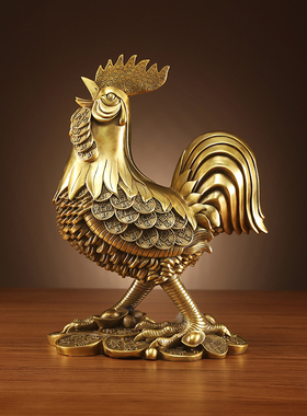 黄铜公鸡摆件大吉大利