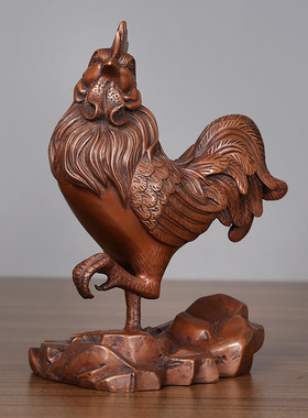 紫铜新中式风家居桌面摆设生肖鸡