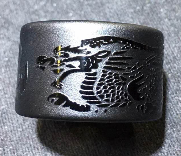 水玉冰魄天然乌金黑曜石大号指环 水玉冰魄戒指/指环