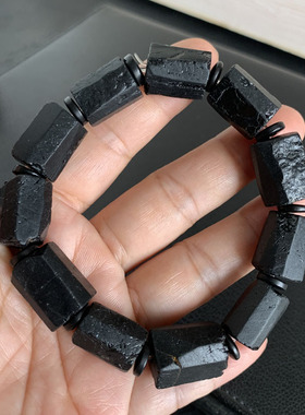 天然黑碧原石手链电气石