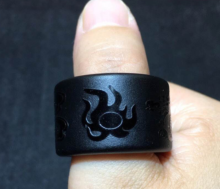 水玉冰魄天然乌金黑曜石大号指环 水玉冰魄戒指/指环