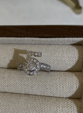 欧韩饰品 微镶锆石5字小香风开口戒指女ins潮高级感小众设计指环