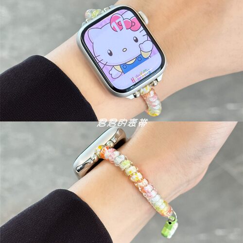 适用苹果手表s11代iwatch细款彩色电话线发圈表带applewatch987se - 图1