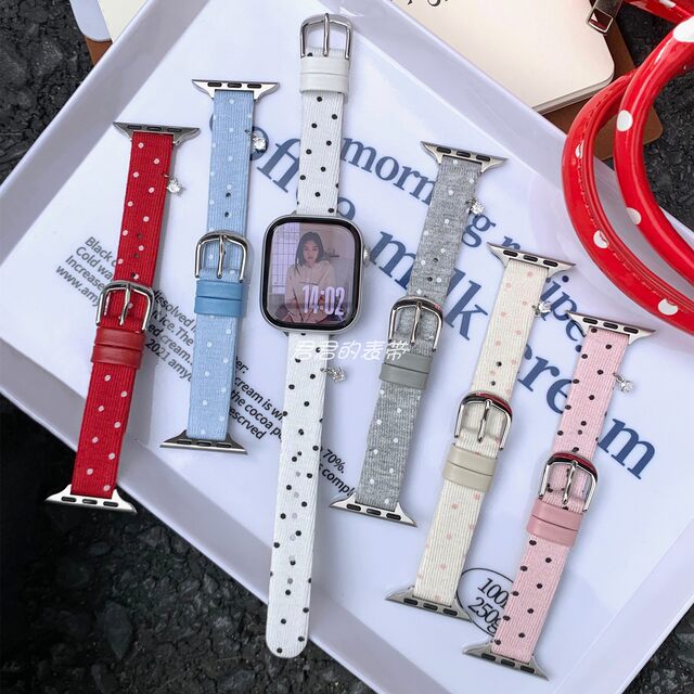 Suitable for iwatch thin Korean style polka dot suede watch strap