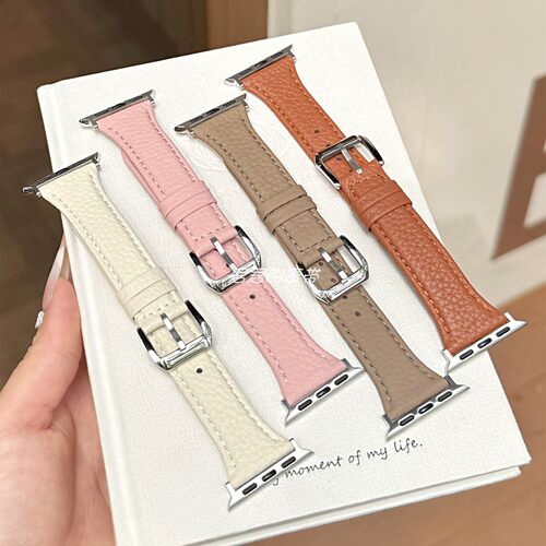 适用苹果手表s12代iwatch荔枝纹修身小蛮腰真皮表带applewatch9se - 图3