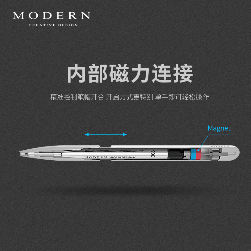 德国MODERN伶动中性笔宝珠笔申缩笔商务签字笔学生笔刻字同学礼品-图1