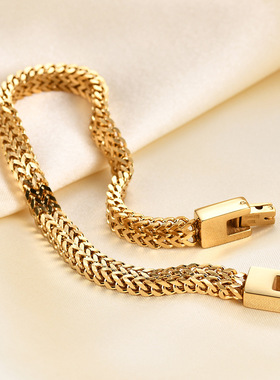 潮男嘻哈RapHap不锈钢6MM龙骨蛇链手链男士时尚个性钛钢手链