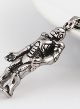 欧美赛博朋克风个性嘻哈百搭变形金刚机器人男士钛钢项链吊坠