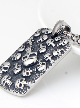 欧美ins复古朋克骷髅头男士个性项链潮流潮男304钛钢配饰厂家